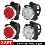 2Set Bicycle LED Head & Tail Light Set Bike White + Red Lamp USB Rechargeable US