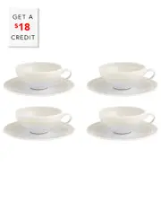 Vista Alegre Ivory Tea Cup And Saucers (Set Of 4) with $18 Credit