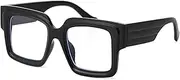 Onrtry Oversized Square Blue Light Glasses for Women Men Chunky Big Frame Computer Eye Glasses Non-Prescription Eyewear