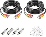 uxcell BNC Video Power Cable,10m/33ft All-in-One Security Camera Wire Cord DC Extension Wire for CCTV Security DVR Camera System Installation Plug & Play Cord,2 Set Black
