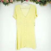 BP Nordstrom Flutter Sleeve Skater Dress In Yellow Terese Ditsy Medium