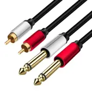 2 x 6.35 mm to 2RCA Cable,Dual 1/4 inch TS Stereo Jack Male to 2 RCA Male Ste...