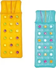 2x Bestway Inflatable 18 Pocket Fashion Sun Lounger Lilo Swimming Pool Air Bed Mat