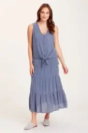 XCVI WEARABLES Sirius Tiered Skirt, Blue- NWT Size L