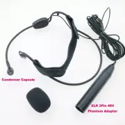 Head Wear Condenser Microphone XLR 3Pin Phantom Power Music Mics 5m to Mixer