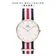 Daniel Wellington 手錶 Classic Canterbury 36mm藍白紅織紋錶-兩色任選(DW00100030 DW00100051)/ 玫瑰金框