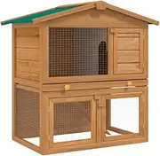 Outdoor Rabbit Hutch Small Animal House Pet Cage 3 Doors Wood,Small Animal Habitats & Cages 17.4KG-170160