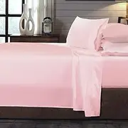 Royal Comfort Sheet Set 100 percent Organic Cotton OEKO Tex Certified 250TC Ultra Soft, 1 x Flat Sheet, 1 x Fitted Sheet, 2 x Pillowcases (4Pcs, Double, Blush)
