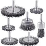 7 Pack Carbon Steel Wire Cup Pen Wheel Brush Set for Rust Removal Scrub Surface