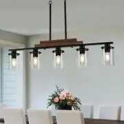 Dining Room Light Fixture Over Table, Farmhouse Kitchen Island 5-Light Black