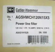 CUTLER HAMMER AGSHECH120N15XS 120 VAC 15 Amp Power Line Filter Noise Filter