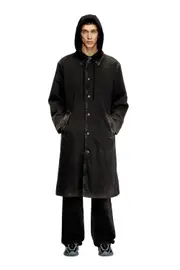 [Diesel] Diesel - Hybrid coat in denim and jersey - Denim Jackets - Man - Black S Black