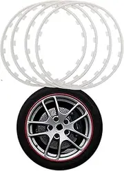 4 PCS Alloy Wheel Protectors,Wheel Edges Trim Protector Ring,Nylon Decorative Strip Tire Guard,16" 17" 18" 19" 20", Restore Car Wheel Scuffs And Scrapes,20inch,White