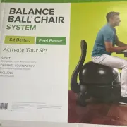 NEW! Gaiam Balance Ball Chair System~Classic Back~BLACK~includes pump!