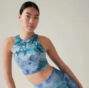 Athleta Conscious Crop Printed A-C Top Tank Built in Bra Small, NWT