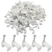100 Pcs Flat Cable Clips 8mm White Ethernet Cable Wall Clips Cable Tacks Coax...