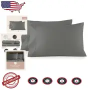 GOTS Certified Organic Cotton Flannel Pillowcases - Standard Set of 2 Gray