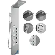 Shower Panel System, 4 Shower Modes Shower Panel Tower, Rainfall, Waterfall, 5 Full Body Massage Jets and 3-Setting Handheld Shower Head with 59" Hose, Stainless Steel Wall-Mounted Shower