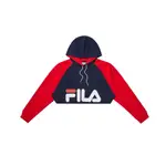 免運🍀FILA 無與倫比 女款 長袖帽T 短版 深藍/紅色5TEX-5427NV