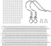 100 PCS / 50 Pairs 925 Sterling Silver Earring Hooks, Hook Ear Wires with 100 PC