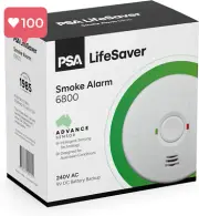 Lifesaver 6800 Photoelectric Smoke Alarm – 240V Mains Powered 9V Battery Back-Up