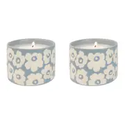 2x Urban Retro Floral 9cm Scented Vanilla Wax Candle Home Tabletop Decor Blue