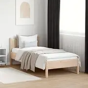 vidaXL Solid Pine Wood Bed Frame - Single Bed 90x190 cm with Sturdy Plywood Slats & Headboard for Bedroom Support in a Modern Brown Design