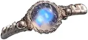 [Yihuaqun] Natural Moonstone ring Vitreous Garnet Handmade Sterling Silver Open Ring 14k Gold Waterproof Color Retention