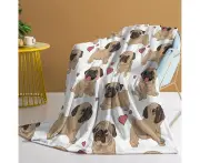 Pug Heart Throw Blanket For Kids