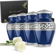 Elegant Blue Adult Cremation Urn For Human Ashes Handcrafted Metal Vase