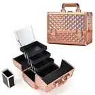Makeup Train Case Cosmetic Box 11.6 Inch Jewelry Organizer Professional 3 Tie...