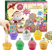 Advent Calendar 2025 Fluffy Crystal Slime Kit Countdown to Christmas DIY Slime Kit 24 Days of Surprises Fun for Boys and Girls Teen Ages 6 and Up