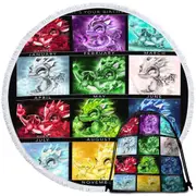 Multi Colored The Birthstones Lil Dragons Round Beach Towel