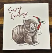 Premium Aussie Christmas Greeting Card Wombat - Australiana Aussie