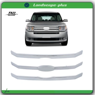 Suit For 2009-2012 Ford Flex Chrome Plastic Front Bumper Grille Bar Insert 3Pcs (for: Ford)