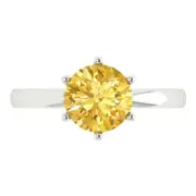 2ct Round Yellow Engagement Promise Designer wedding Ring 14k White Solid Gold