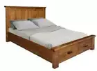 ALBY RUSTIC SOLID COUNTRY PINE QUEEN BED RUSTIC OAK 2 END DRAWERS DISTRESSED