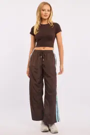 Brown Track Pants Side Stripe - Size 16XL, Women's Track Long