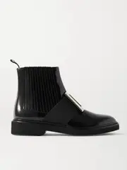 [Roger Vivier] Roger Vivier - Viv Ranger Embellished Patent-leather Chelsea Boots - Black - IT39 IT 39 Black