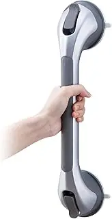 TAILI Shower Grab Bar 16 Inch Suction Cup Grab Bars, Removable Shower Handles for Elderly Suction Heavy Duty Bathtub Grip for Seniors, Strong Handrails No Drilling Waterproof, Silver