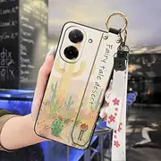 Phone Case Compatible with Redmi A5 4G/Xiaomi Poco C71 4G, Lanyard Phone Holder Shockproof Kickstand Anti-Knock Ring Silicone Anti-dust Flower