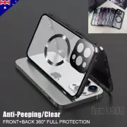 For iPhone 15 14 13 12 Pro Max MagSafe 360 Full Body Case Anti Peep Screen Cover