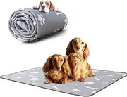 Washable Pee Pads for Dogs, 2 Pack Reusable Puppy Pads Super Absorbent Leakproof Dog Training Pads, Non-Slip Wee Wee Pads for Crate, Floor, Potty Pads Feeding Mat Dog Pee (Grey, L)