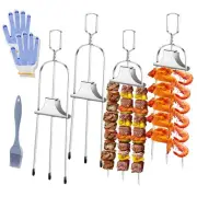4PCS Kabob Skewers for Grilling, 14'' Stainless Steel Kebab Skewers, 3 Prong ...
