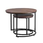 Nesting Coffee Table Set of 2 Round Coffee Table 600 mm (Brown & Black)