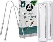 Abdul of Sialkot Tongue Cleaner for Hygiene, Medical Grade 100% Stainless Steel for Oral CareTongue Scraper with Travel Case (2 Pack), Bad Breath Treatment Tongue Scraper for Adults (Pack of 2)