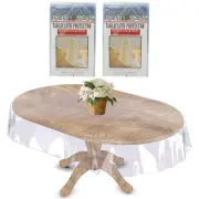 2 Pk Vinyl Clear Oval Tablecloth Cover Heavy Duty Dining Table Protector 60X90