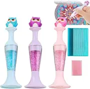 Flower Pot Drill Pen,3X Flower Pot Shaped Owl Design Rhinestone Art Painting Kits - Ergonomic Embroidery Crystal Applicator for Home Decor