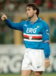 Roberto Mancini of Sampdoria at the Serie A match between UC Sampd- Old Photo 1