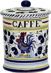 Container ORVIETO ROOSTER Tuscan Italian Coffee Blue Ceramic